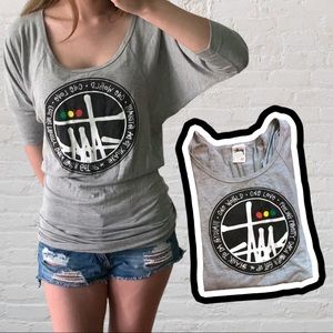 Stussy 3/4 Sleeve Batwing Gray Shirt / Top